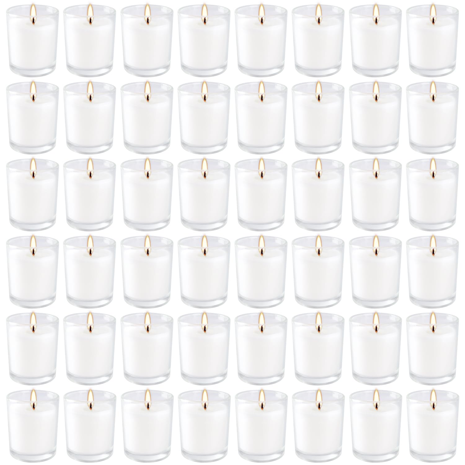 YOROXRG white unscented votive candles in clear glass for weddings and events