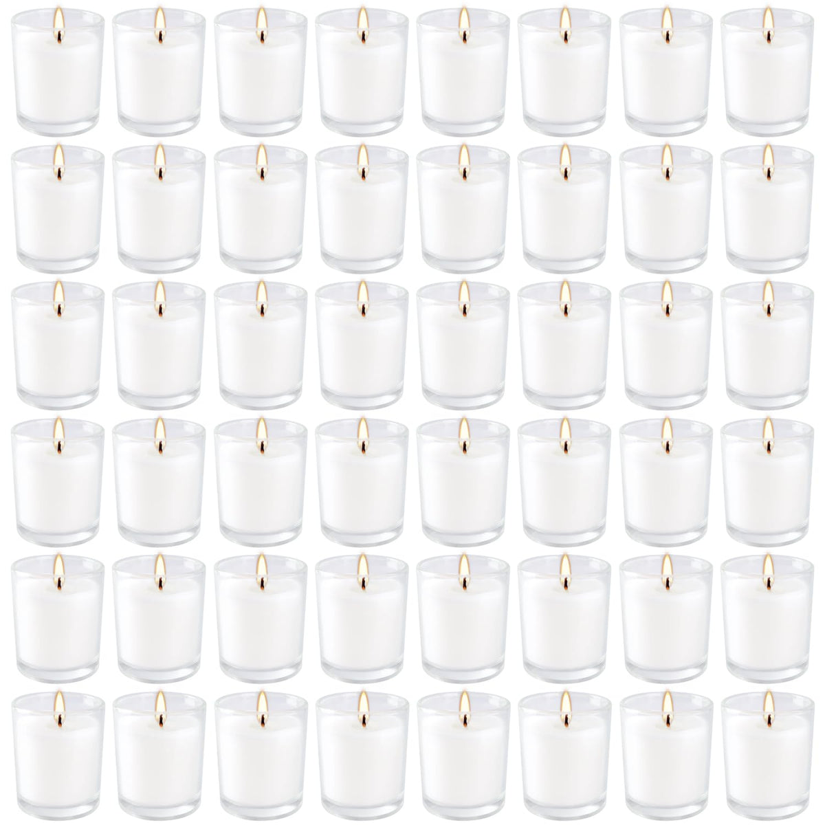 YOROXRG white unscented votive candles in clear glass for weddings and events