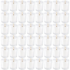 YOROXRG white unscented votive candles in clear glass for weddings and events