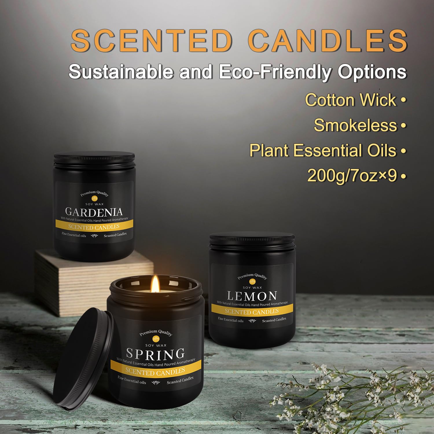 YOROXRG 9Pack Candles lemon zest aroma brightens rooms for uplifting moods.
