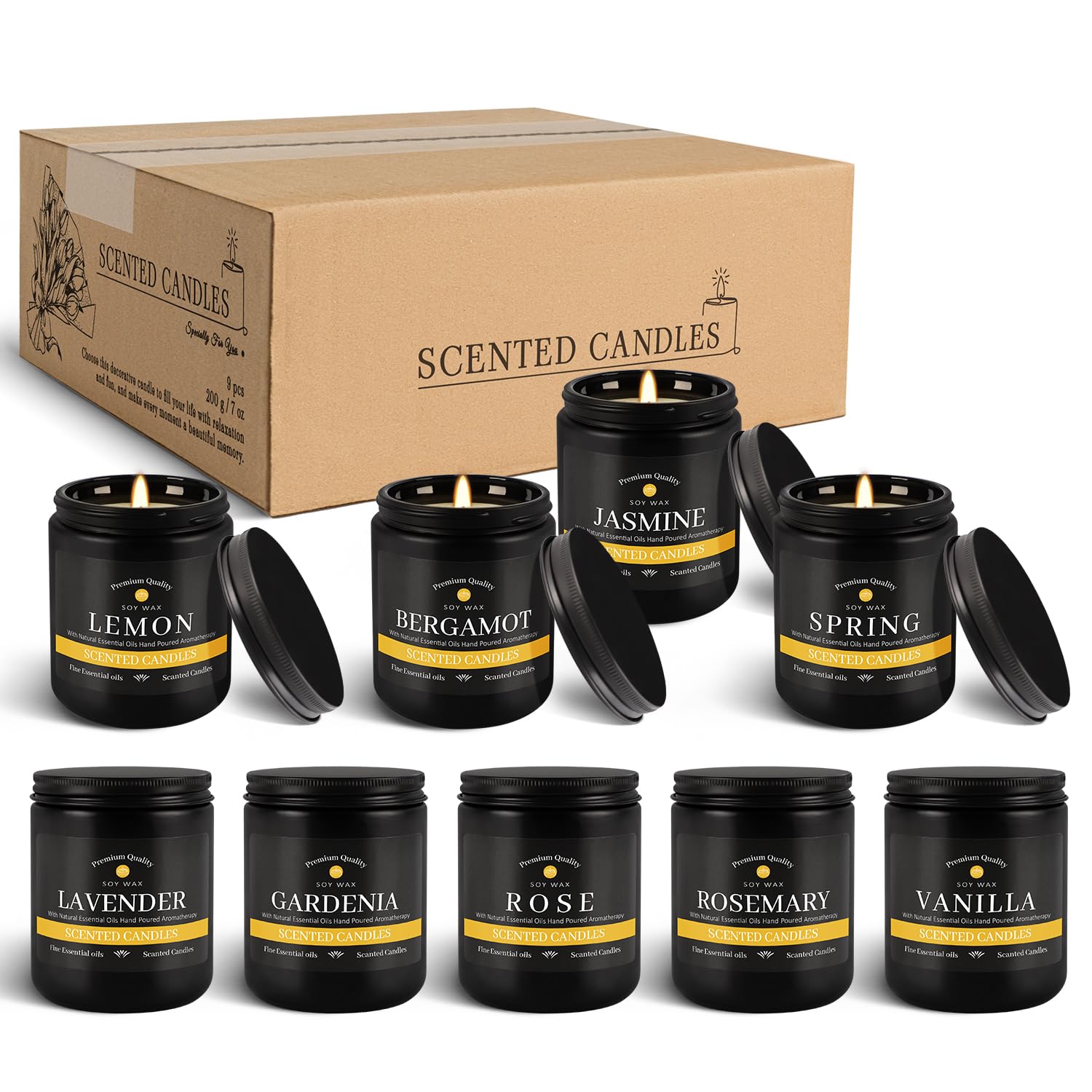 YOROXRG 9Pack Candles rose petal aroma evokes romance and cozy corners.