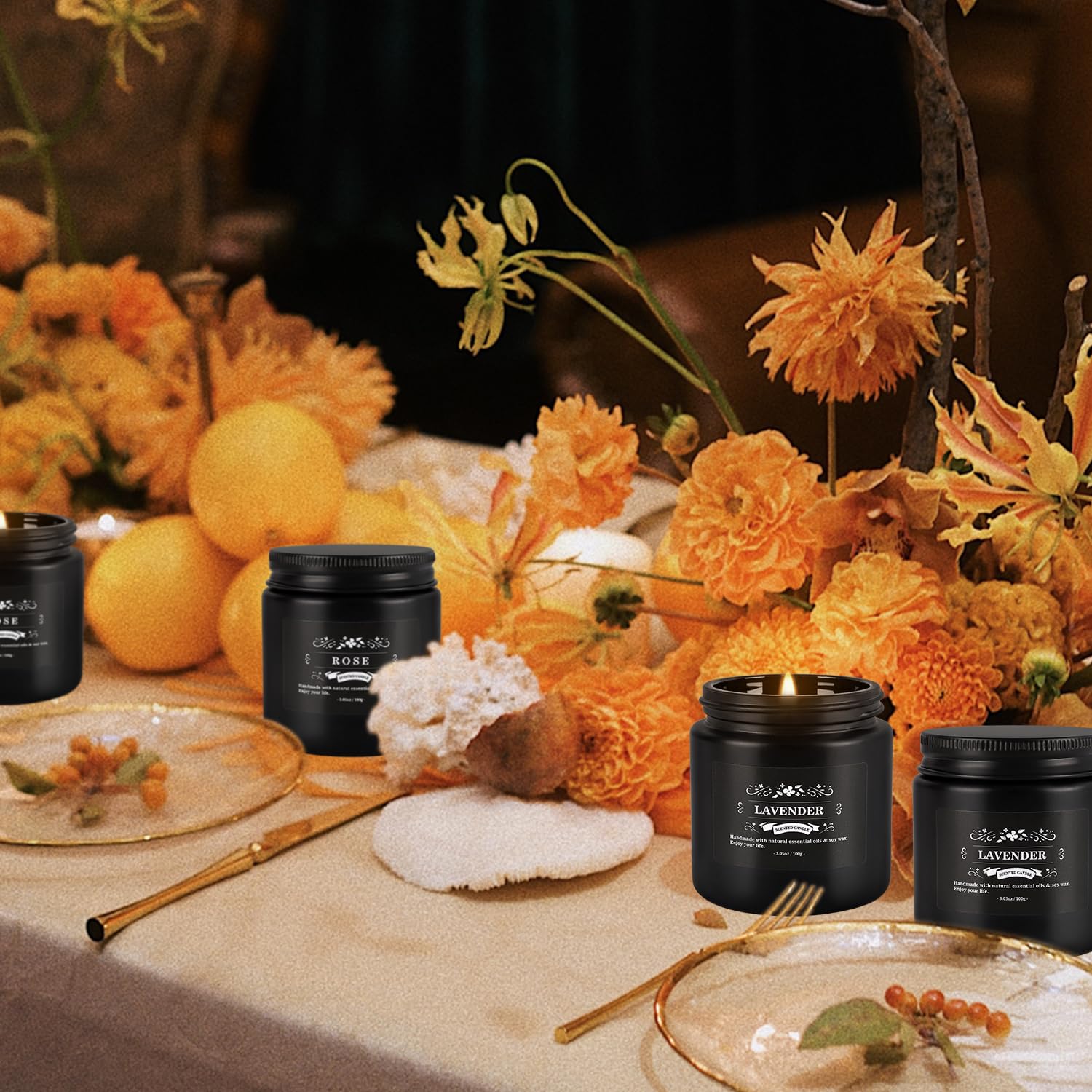 YOROXRG rosemary scented candle tin for herbal focus and calm.