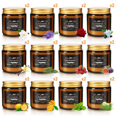 Close-up of YOROXRG soy wax candles infused with essential oils for premium burn.