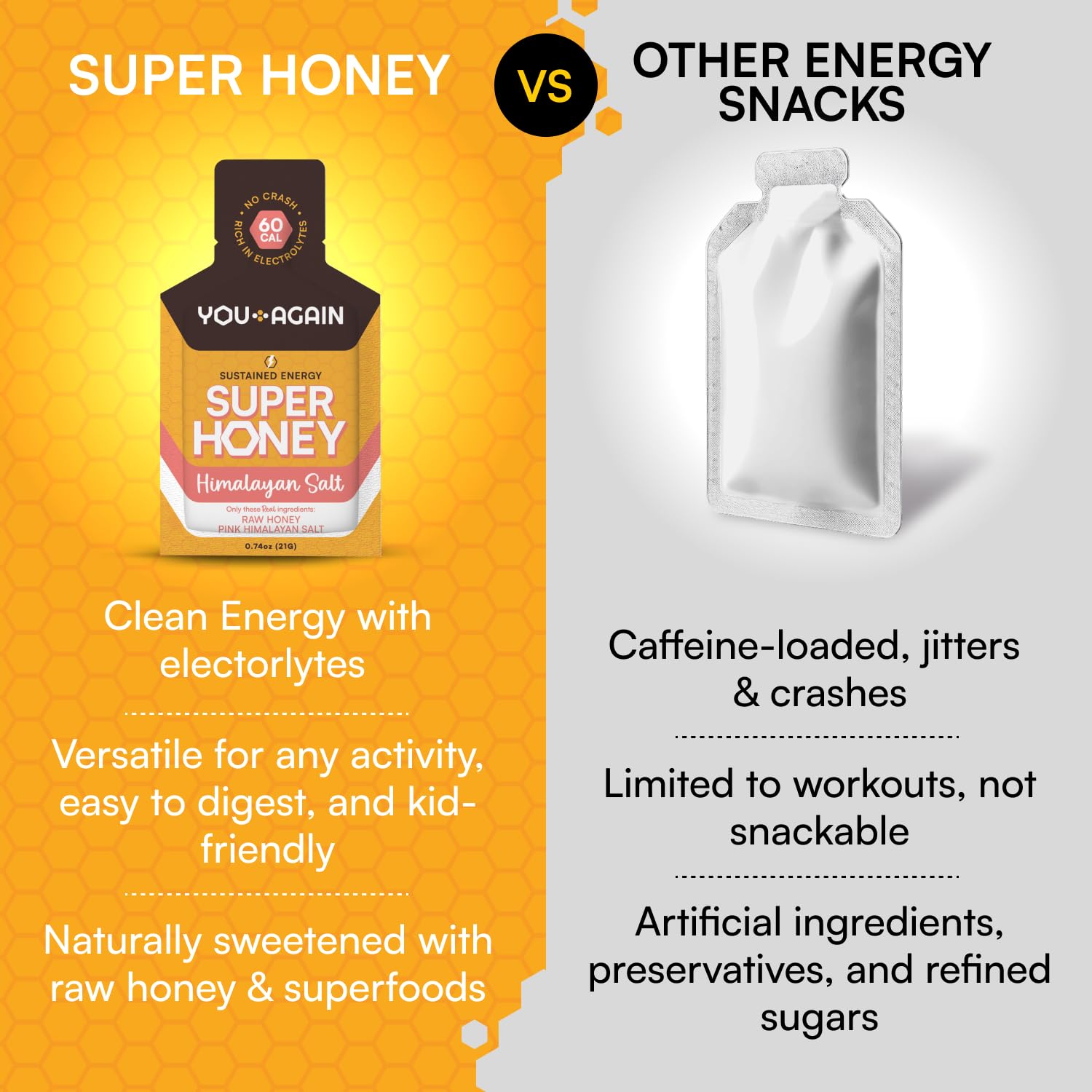 You Again pink Himalayan salt boosts natural electrolytes for endurance sessions.