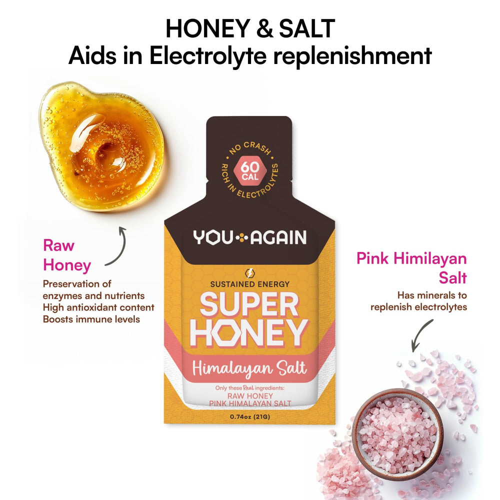 You Again raw wildflower honey supplies natural 17 g carbs for active days.