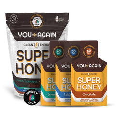 You Again Super Honey packets variety pack front view for on-the-go energy