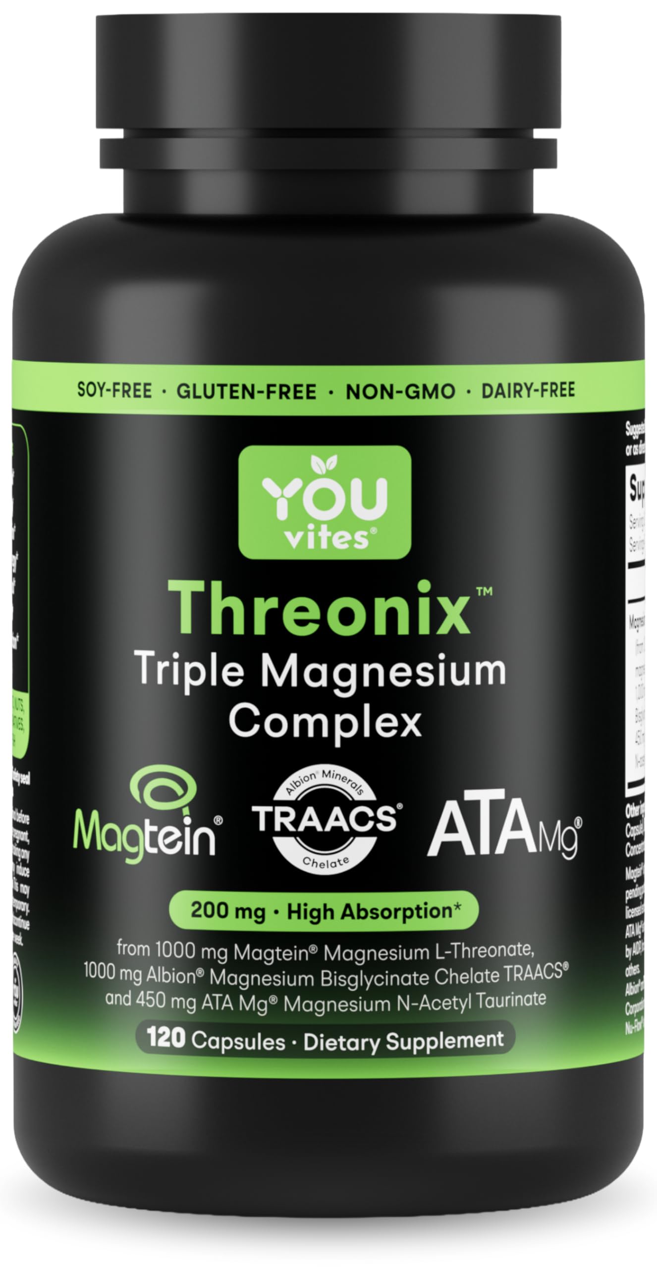 You Vites Threonix bottle front showing triple magnesium blend for focus and calm