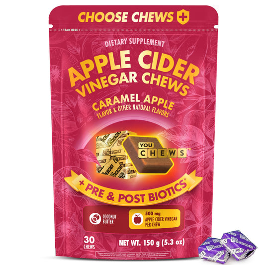 YouChews ACV chews packaging shown for on-the-go digestion support