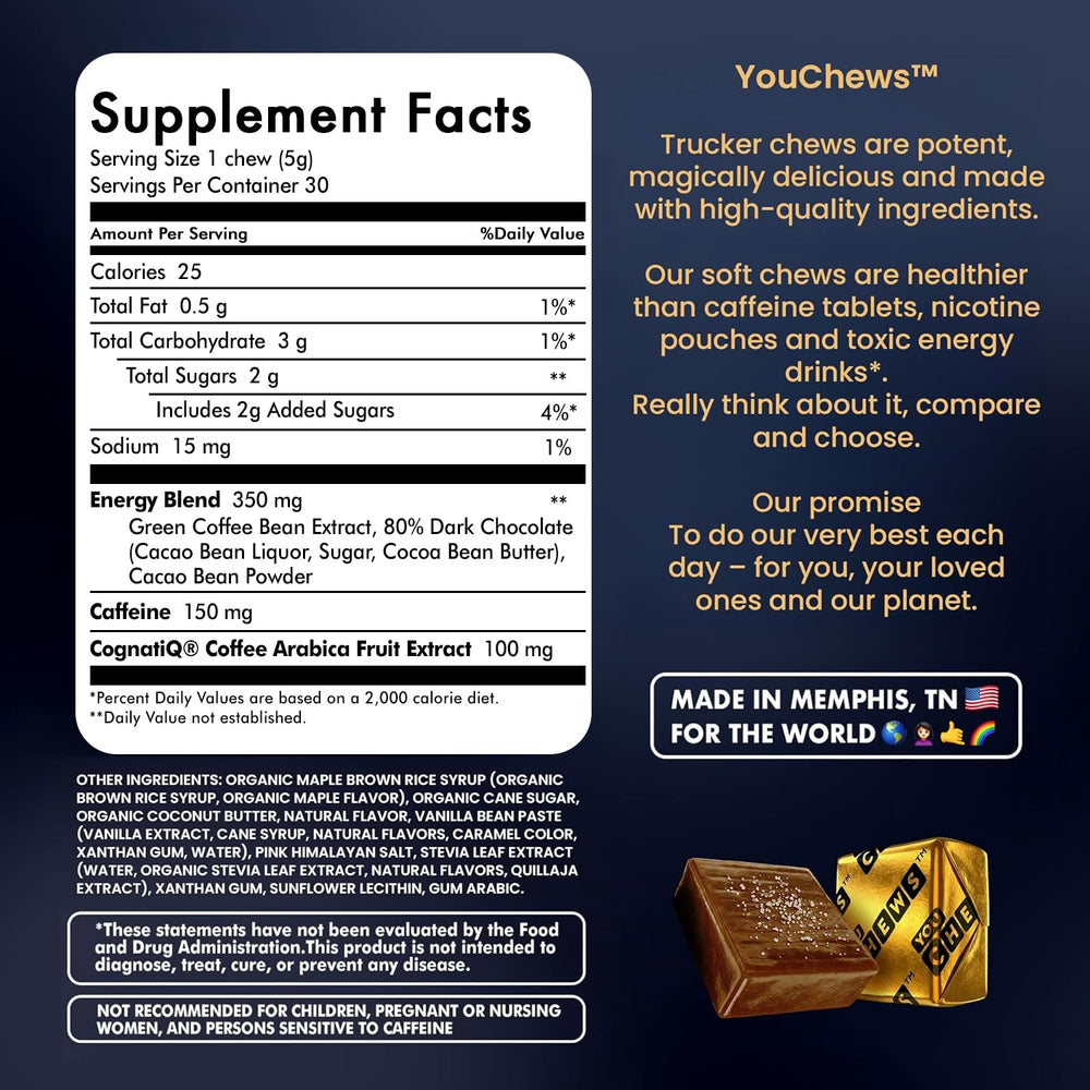 YouChews Trucker Chews single-serve wrap for easy daily road snacking