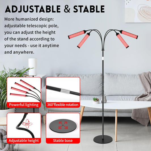 Youjoitim red light therapy lamp on stand with 360 degree rotation for flexible positioning