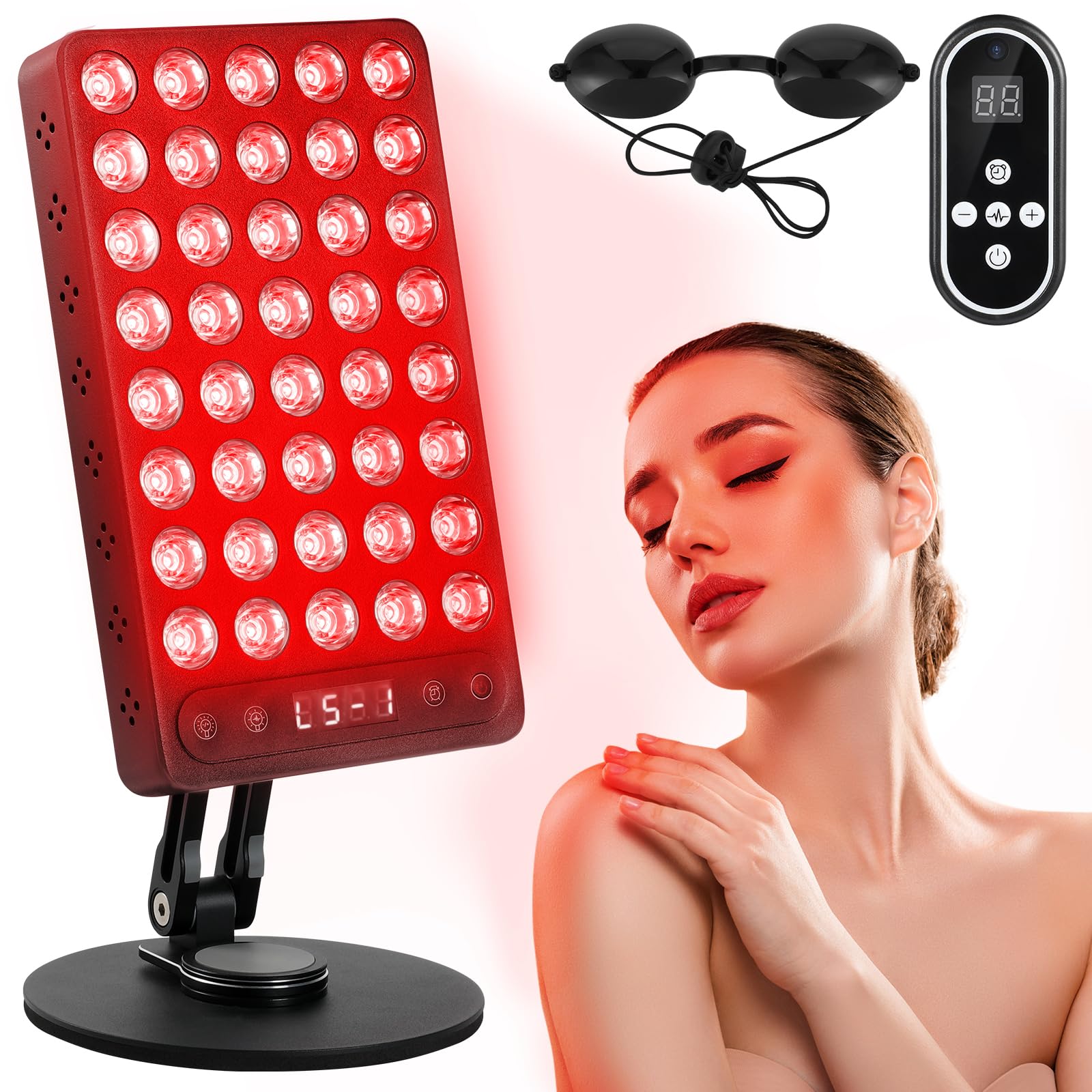 Youjoitim red light therapy panel front view with 40 LEDs for skin rejuvenation.