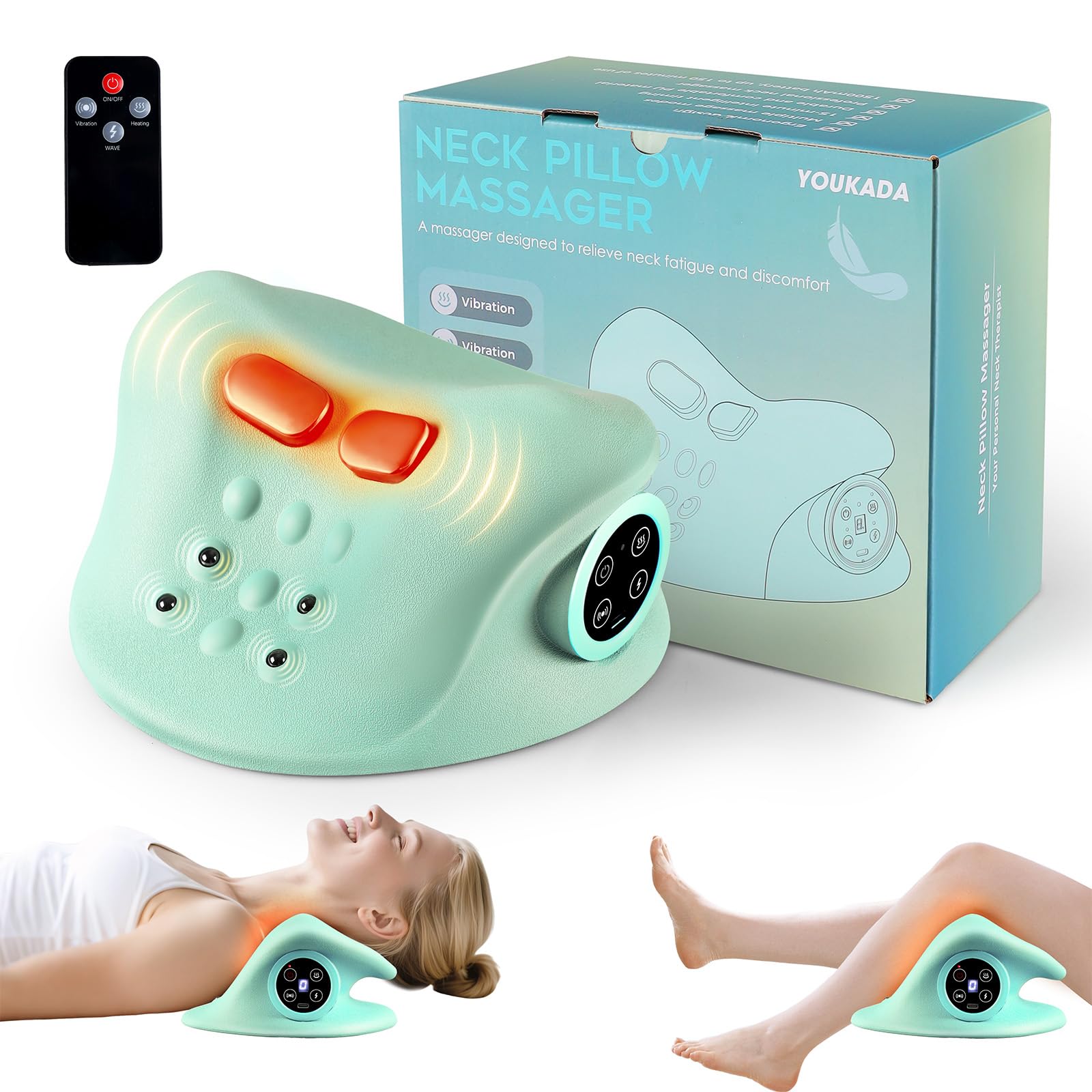 YOUKADA neck massager with 3-in-1 modes for targeted neck relief at home