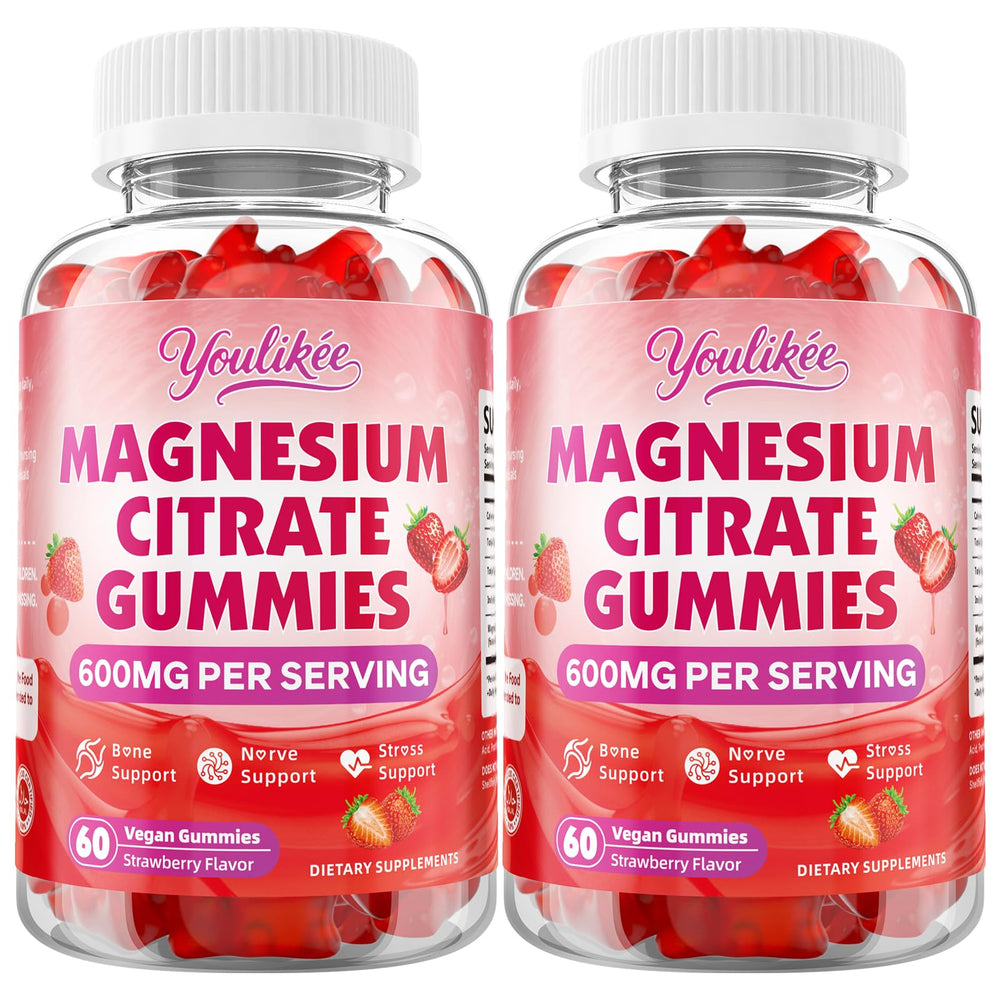 Youlikee magnesium citrate gummies closeup showing natural color and aroma