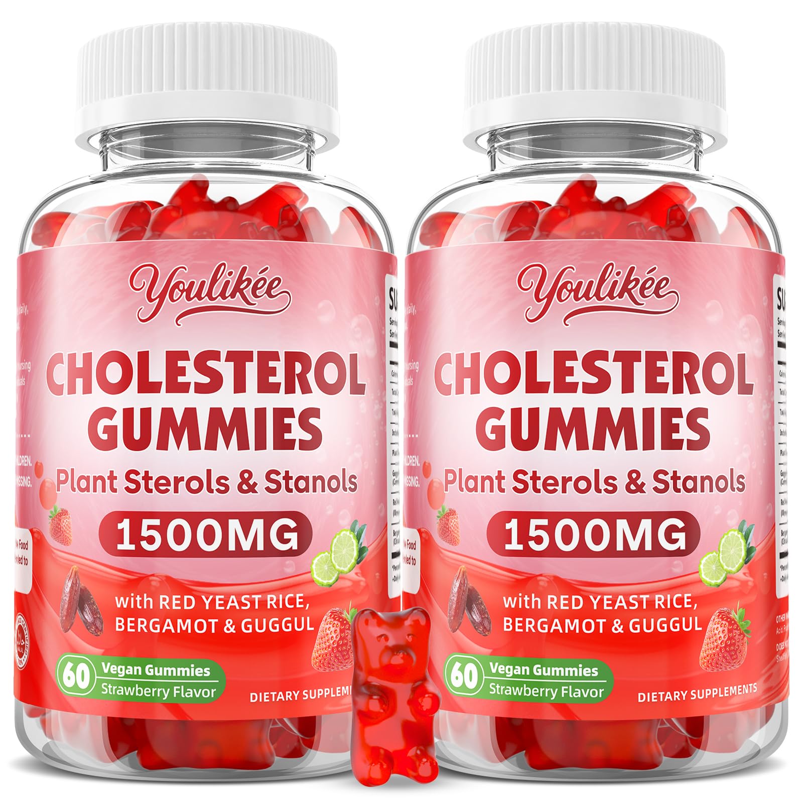 Youlikee cholesterol gummies bottle front with sugar-free packaging for daily use
