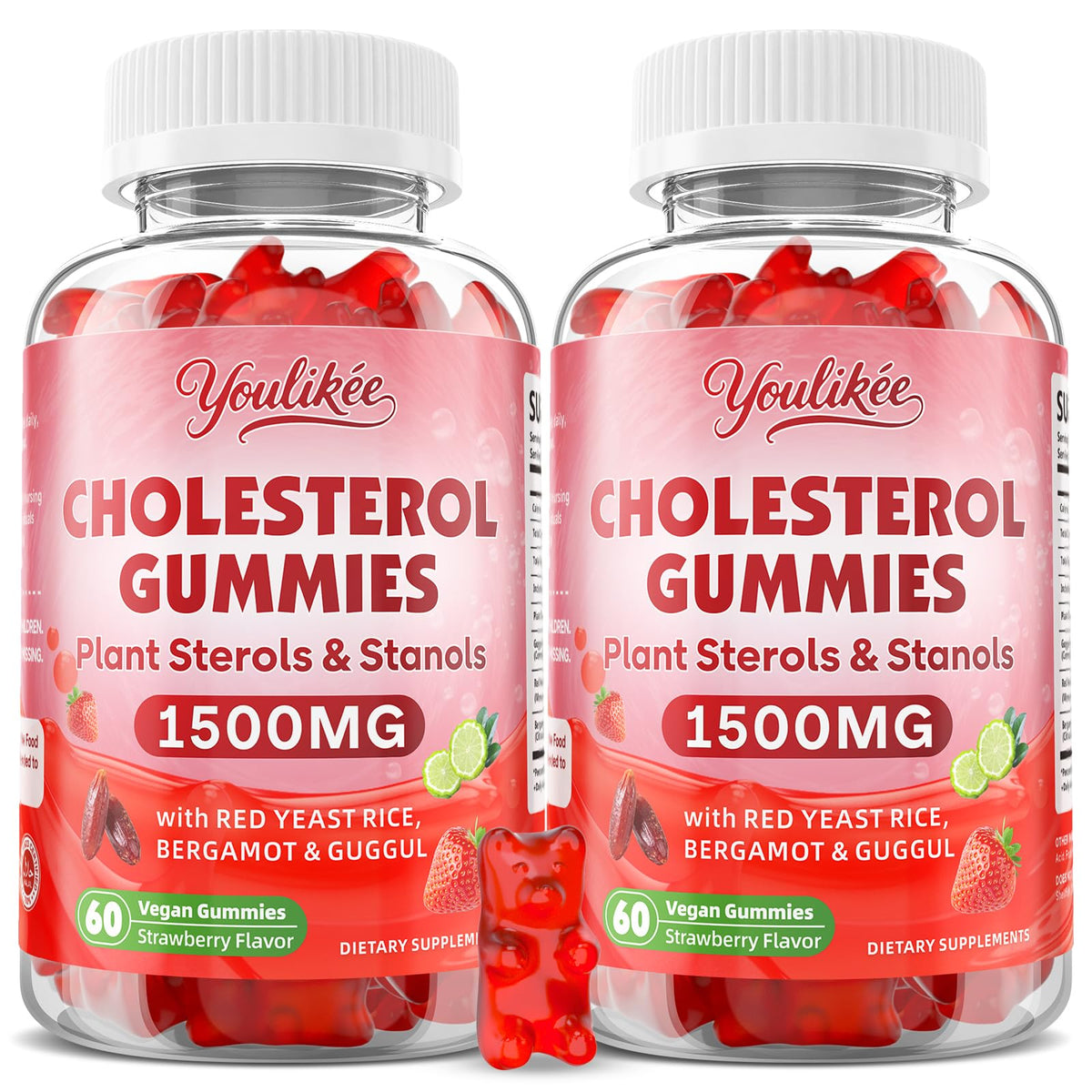 Youlikee cholesterol gummies bottle front with sugar-free packaging for daily use