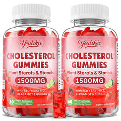 Youlikee cholesterol gummies bottle front with sugar-free packaging for daily use