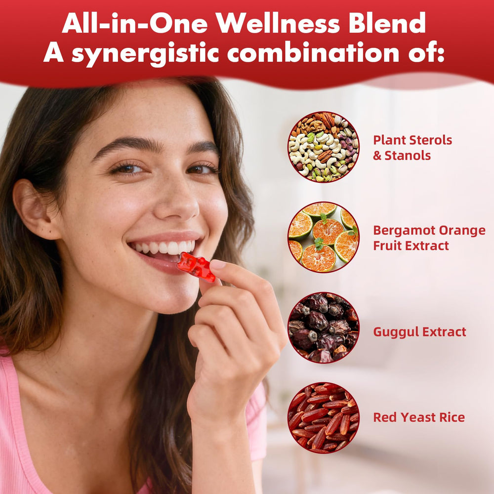 Youlikee gummies showing red yeast rice and bergamot for circulatory support