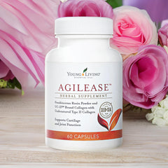 Young Living AgilEase packaging label highlighting UC-II and mobility benefits