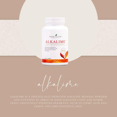 AlkaLime ingredients—lemon and lime oils—highlight natural citrus notes.
