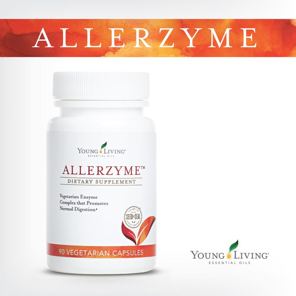 Young Living Allerzyme ingredients featuring tarragon and ginger oils for aroma and digestion.