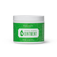 Young Living Animal Scents Ointment tube close-up showing creamy texture for skin hydration.