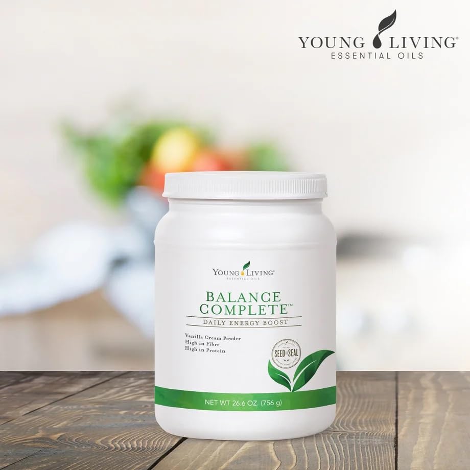 Young Living Balance Complete 26oz jar on kitchen counter.