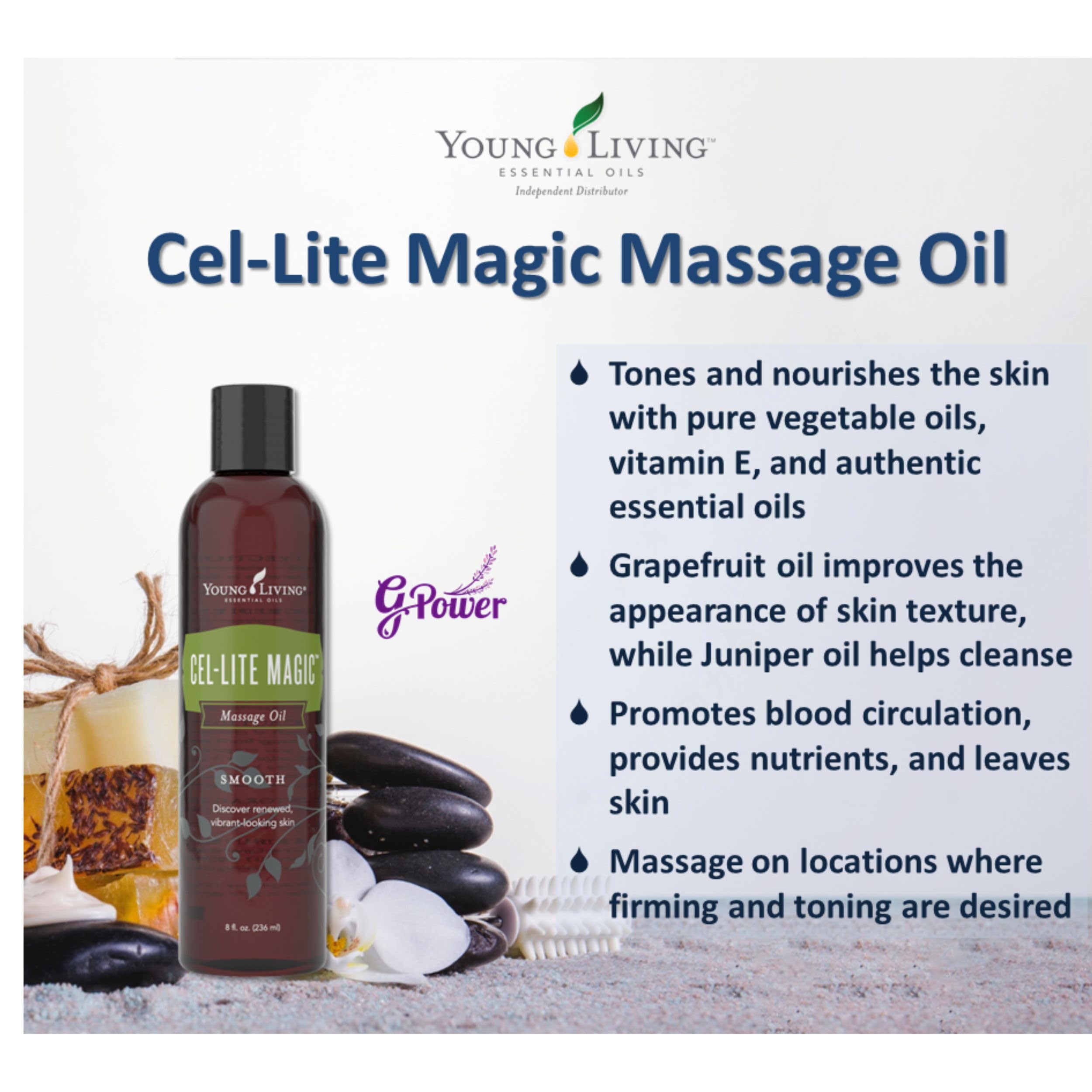 After-shower application of Cel-Lite Magic for hydration.
