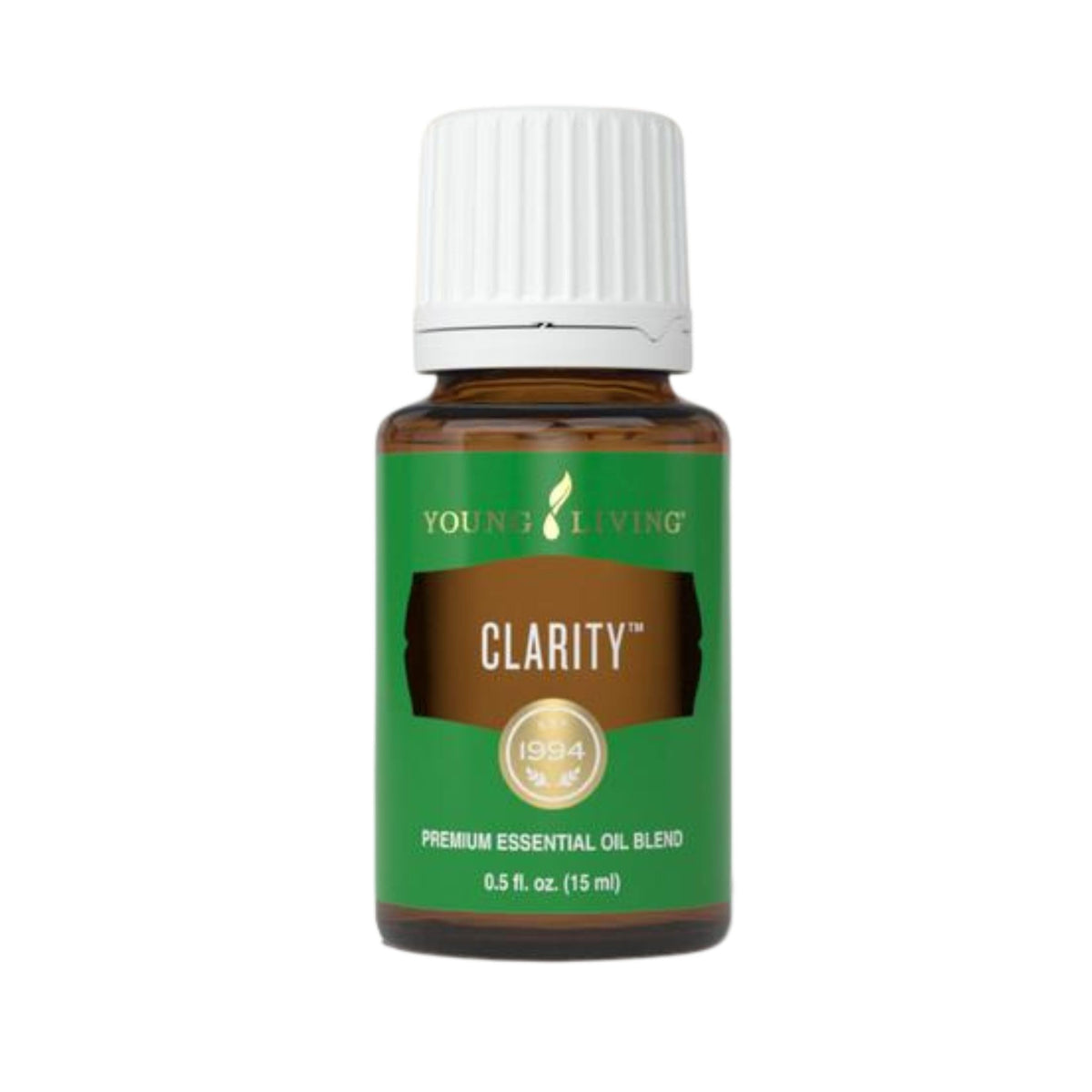 Young Living Clarity bottle close-up showing premium essential oil blend for everyday use