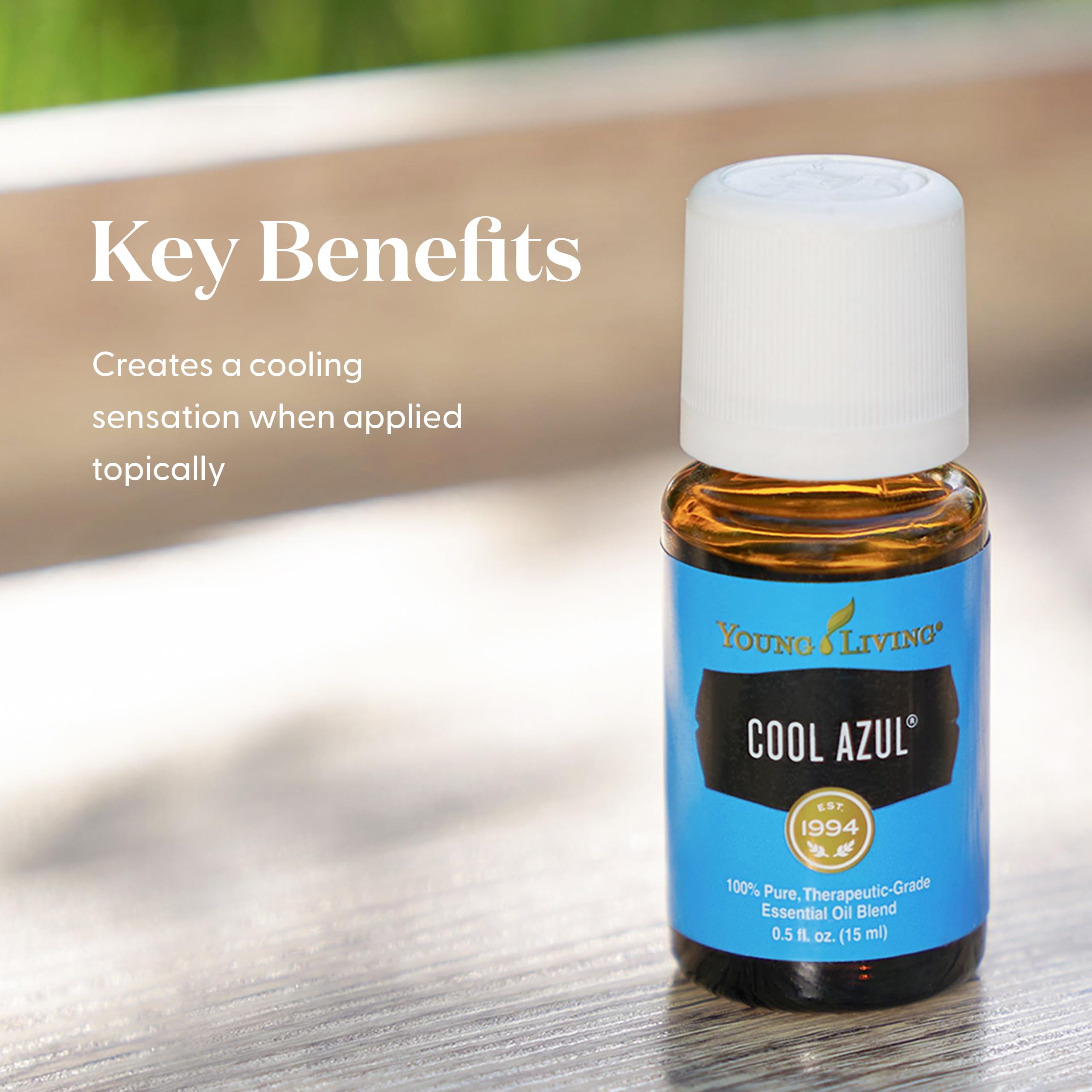 Diffuser setup with Young Living Cool Azul releasing a cooling aroma.
