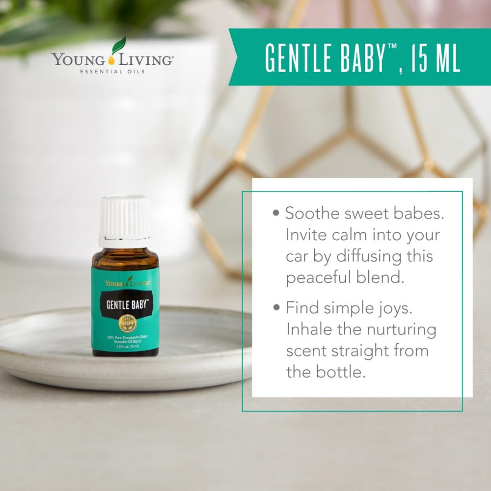 Young Living Gentle Baby being dabbed on baby's skin for gentle moisturization.