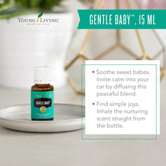 Young Living Gentle Baby being dabbed on baby's skin for gentle moisturization.