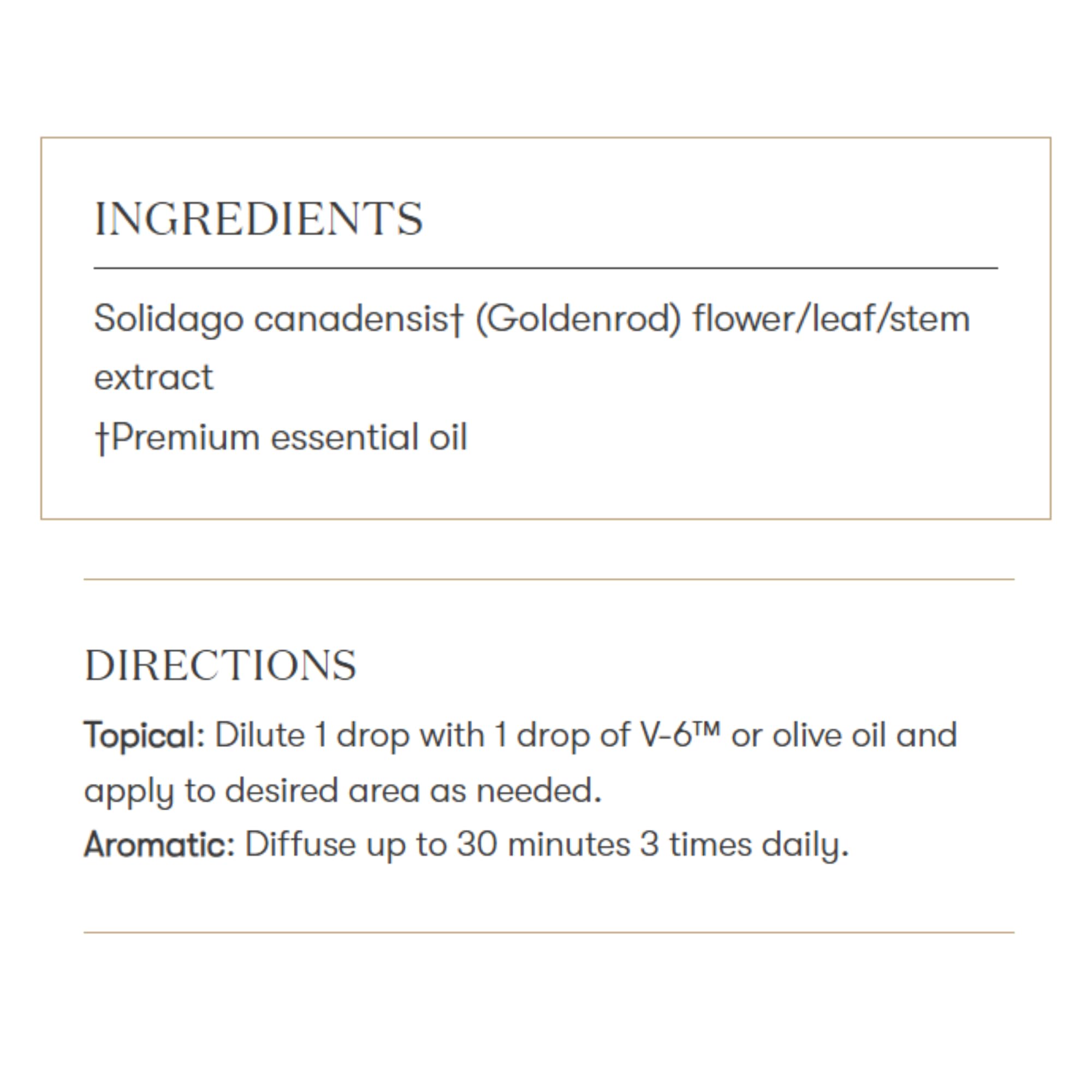 Young Living Goldenrod oil close-up highlighting Seed to Seal quality.