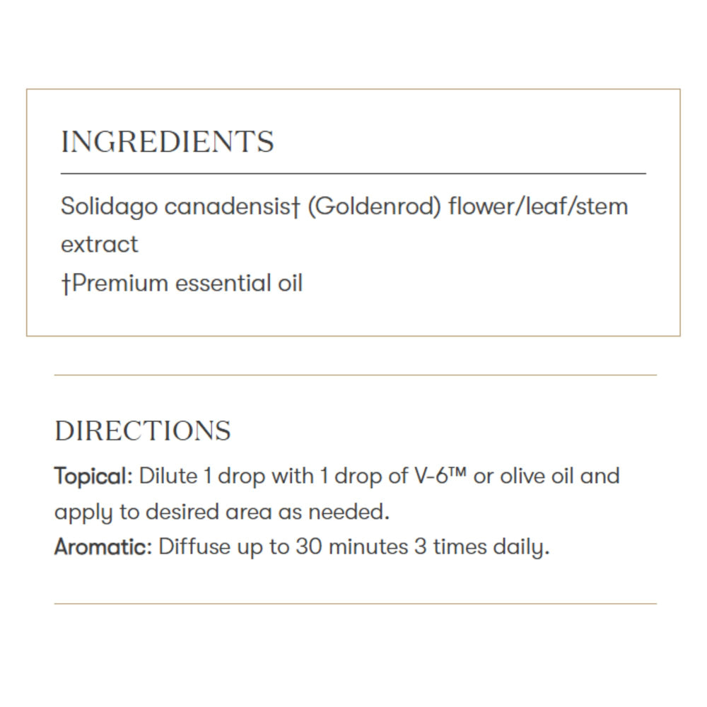 Young Living Goldenrod oil close-up highlighting Seed to Seal quality.