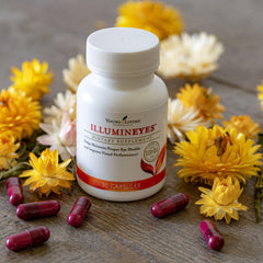 Closeup of IlluminEyes capsules ready to take