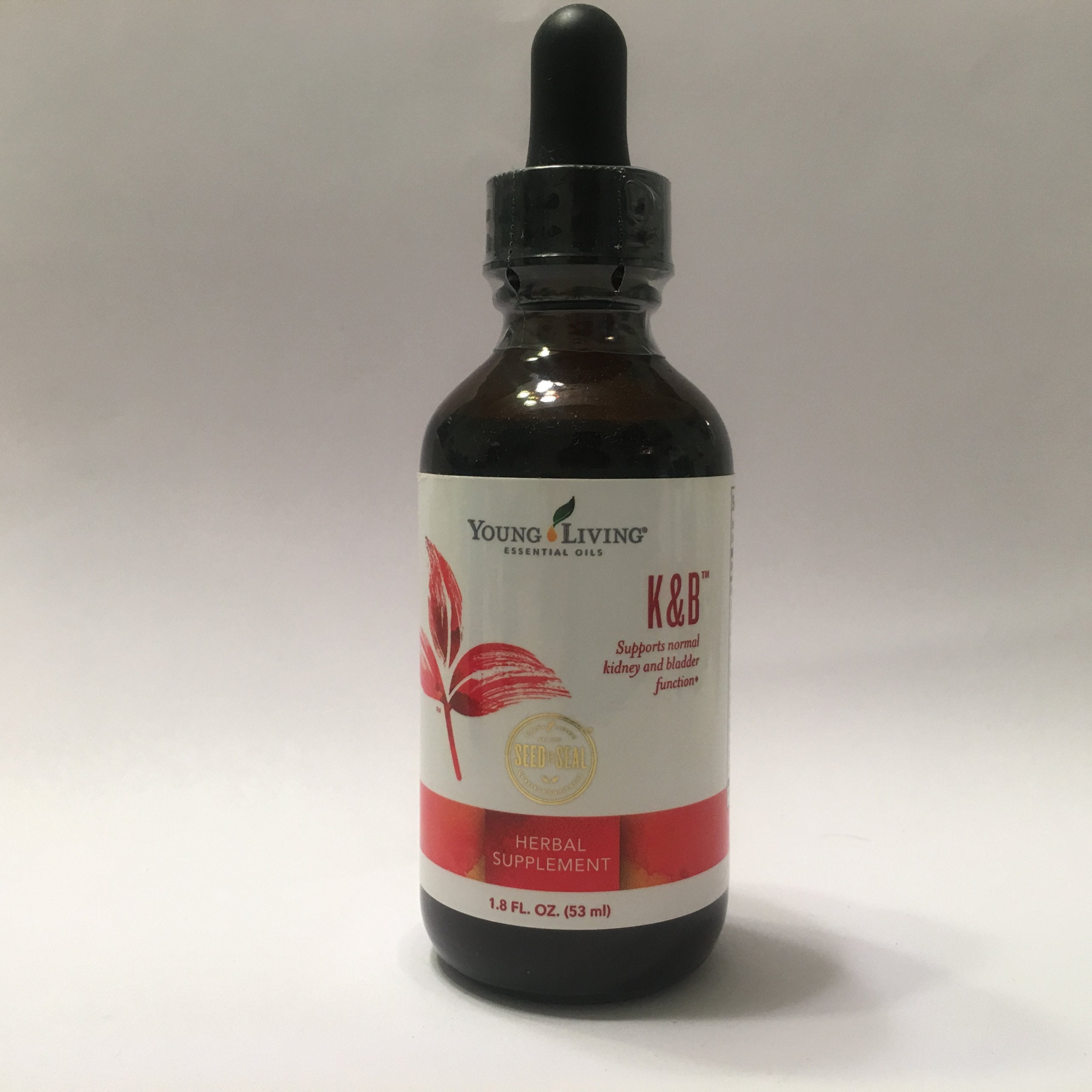 Young Living K & B bottle shows juniper and parsley infusion for daily urinary health