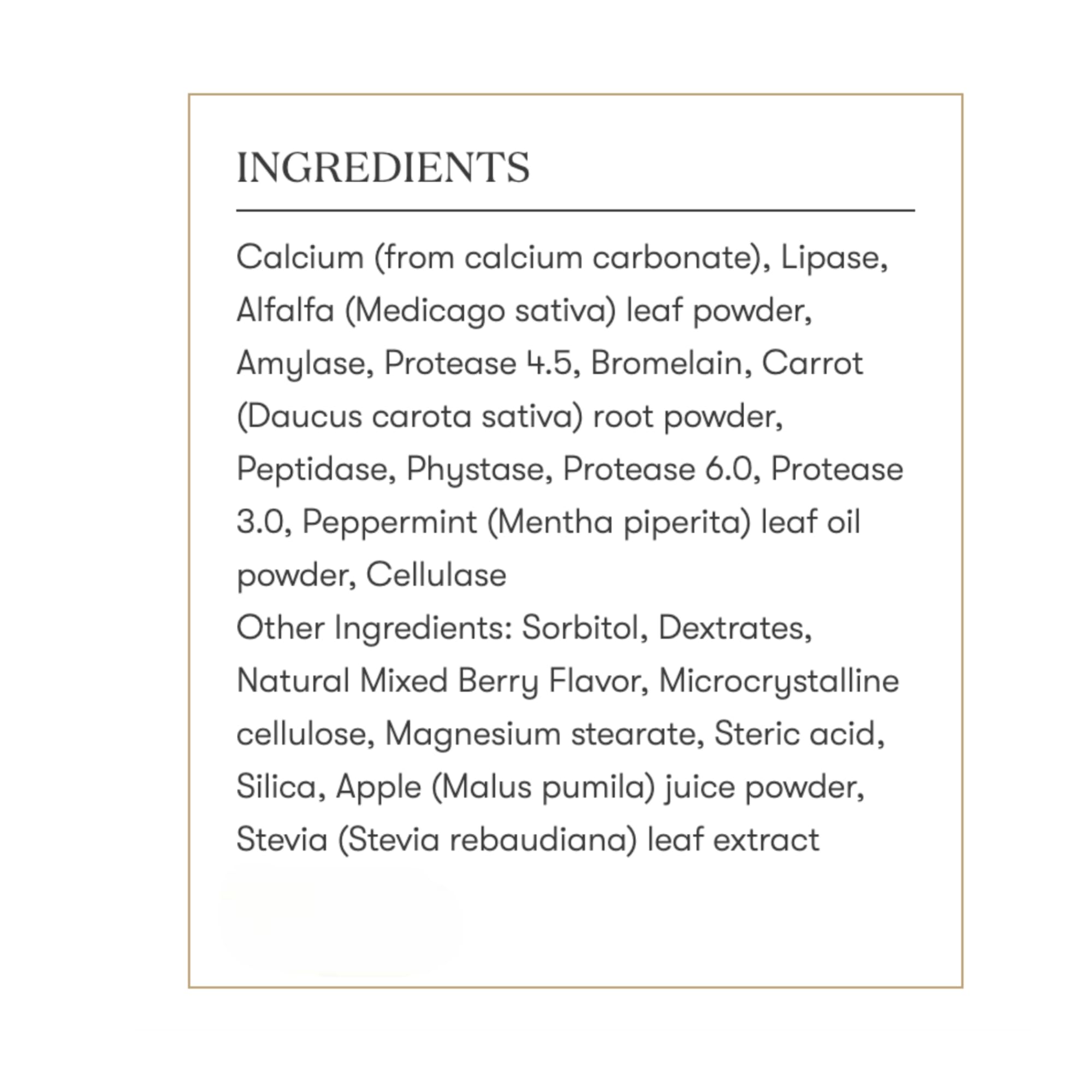 Young Living KidScents MightyZyme label highlights nutrients and usage for families.