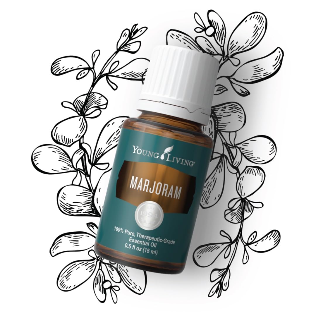 Young Living Marjoram essential oil diffusing in a relaxing space.