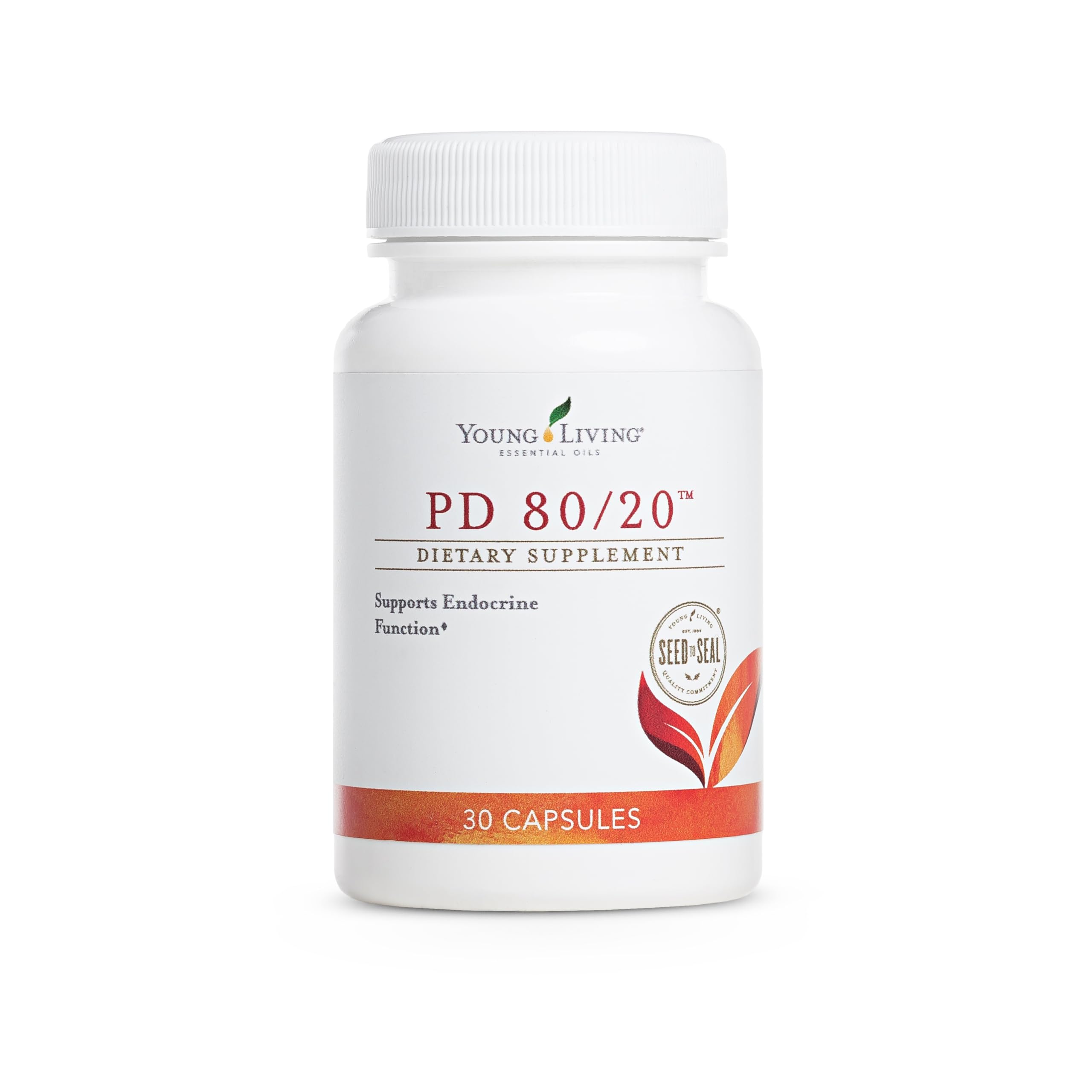Young Living PD80-20 bottle front showing compact daily endocrine support.