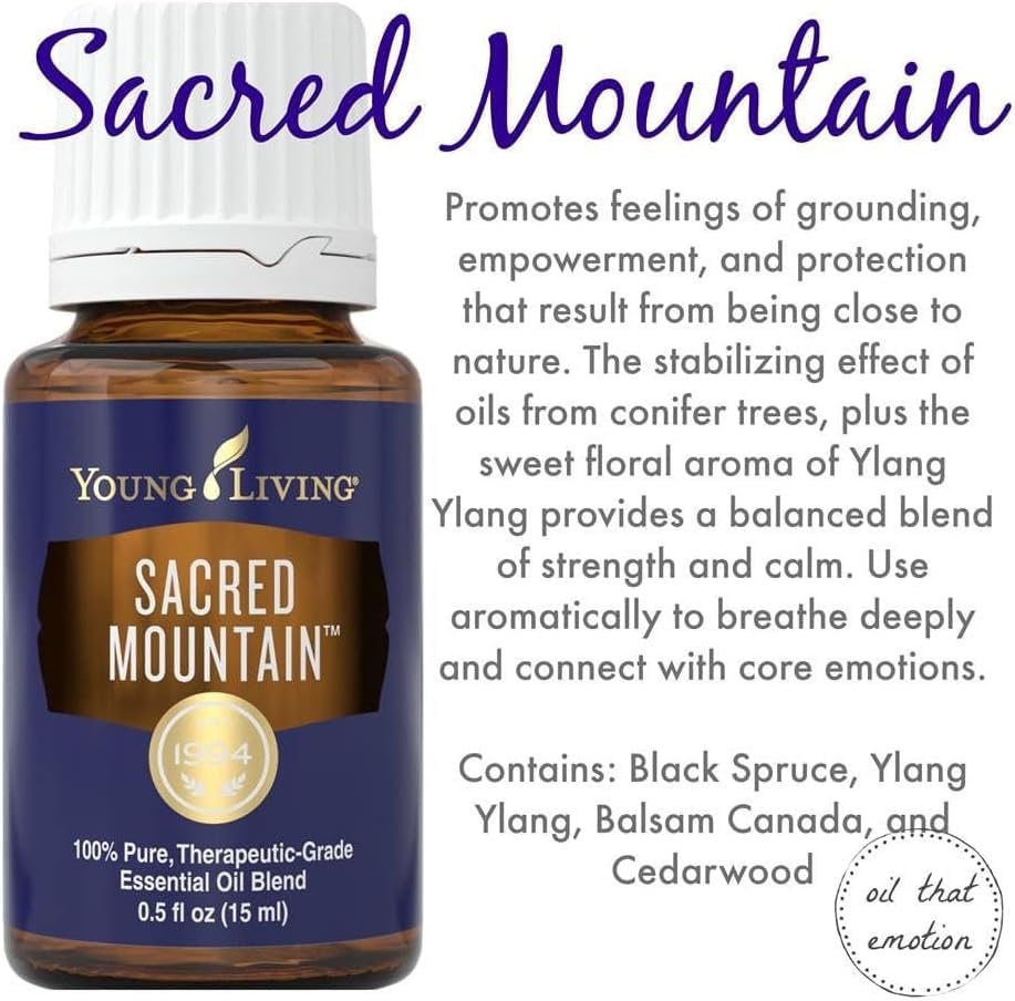 Young Living Sacred Mountain cedarwood, fir, and spruce aroma with earthy, grounding appeal.