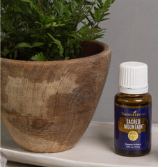 Young Living Sacred Mountain topical application for a calming, centered feel.