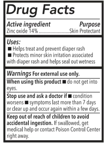 Non-irritating formula designed for mild use on baby bottoms.