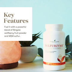 Young Living Sulfurzyme powder jar and label for easy daily routines and energy support.