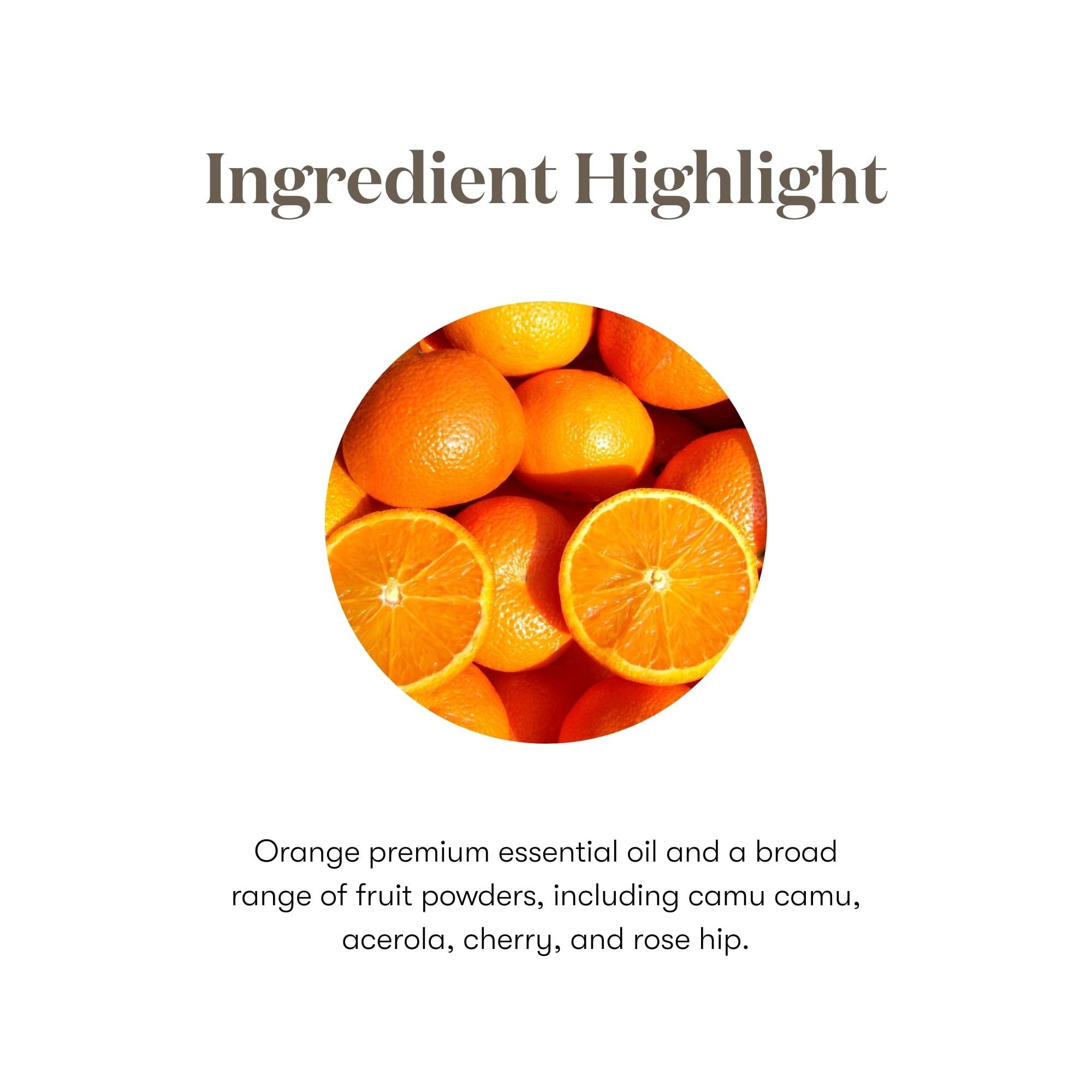Young Living Super C chewables surrounded by citrus fruits and berries imagery