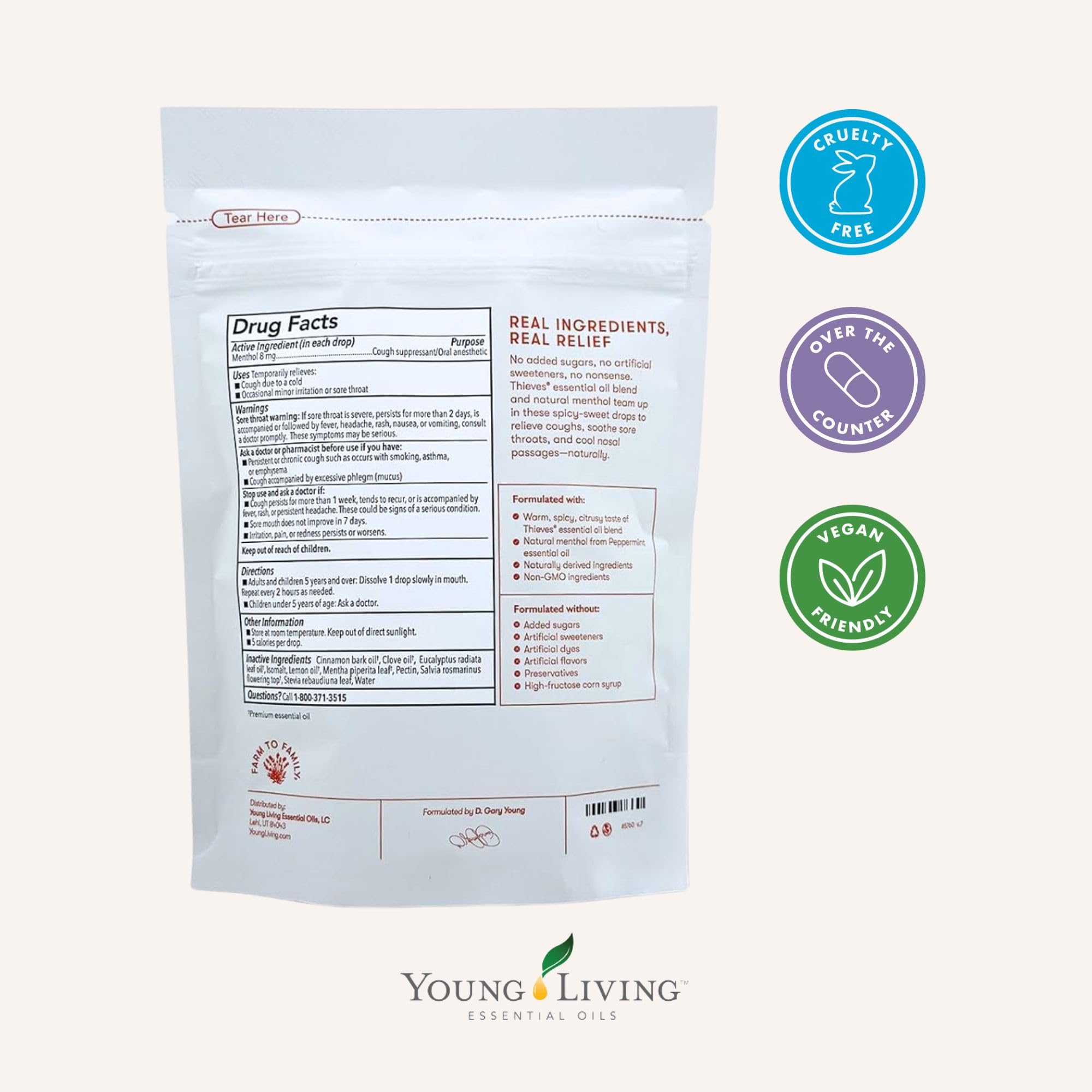 Vegan-friendly badge on packaging highlights clean ingredients.