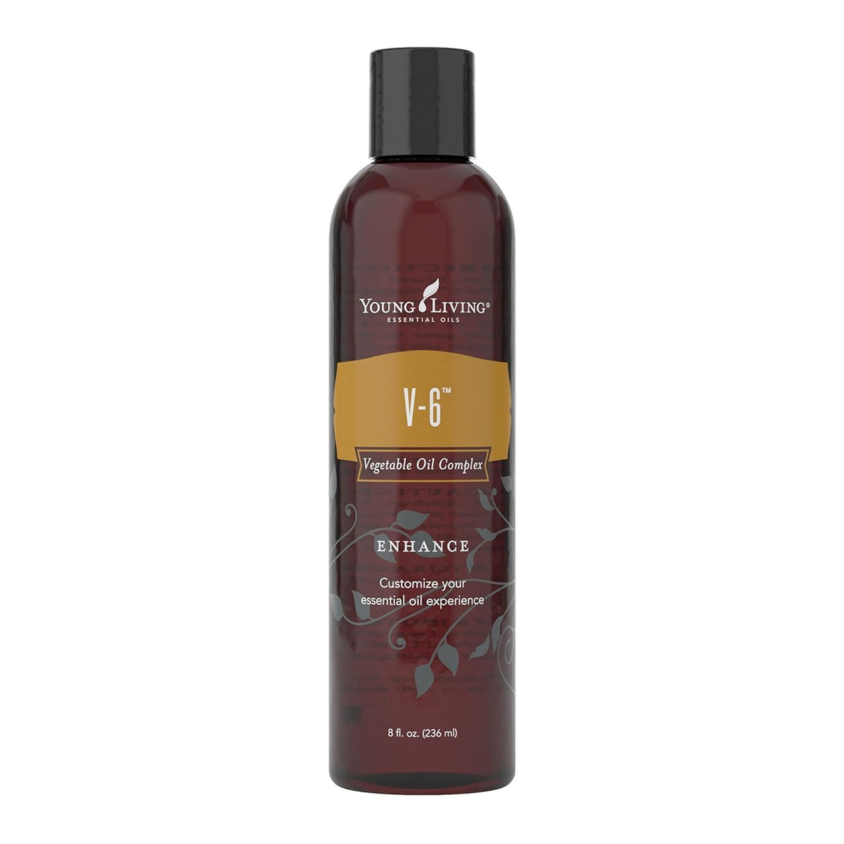 Young Living V-6 Enhanced Oil bottle for gentle dilution and blends.