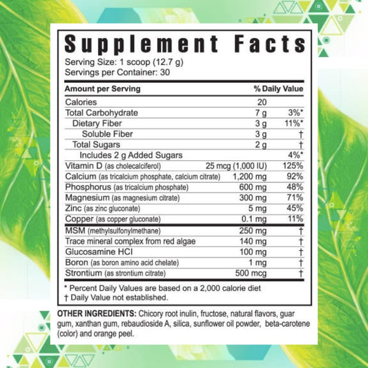 Youngevity Beyond Osteo FX tropical vanilla scoop beside powder for easy mixing