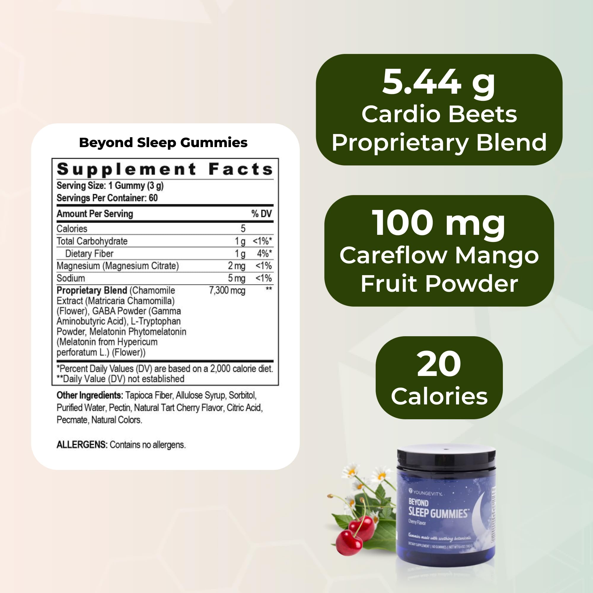 Youngevity Beyond Sleep Gummies texture close-up showing chewy gummies for easy nightly consumption.