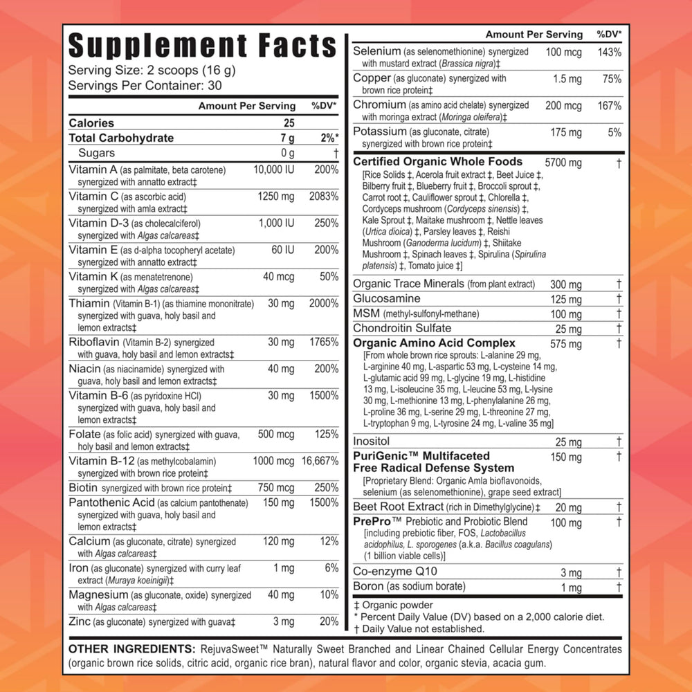 Youngevity Beyond Tangy Tangerine 2.0 Citrus Peach bottle being poured into a glass for easy mixing.