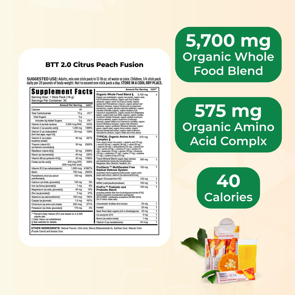 Beyond Tangy Tangerine 2.0 powder dissolving quickly in water.