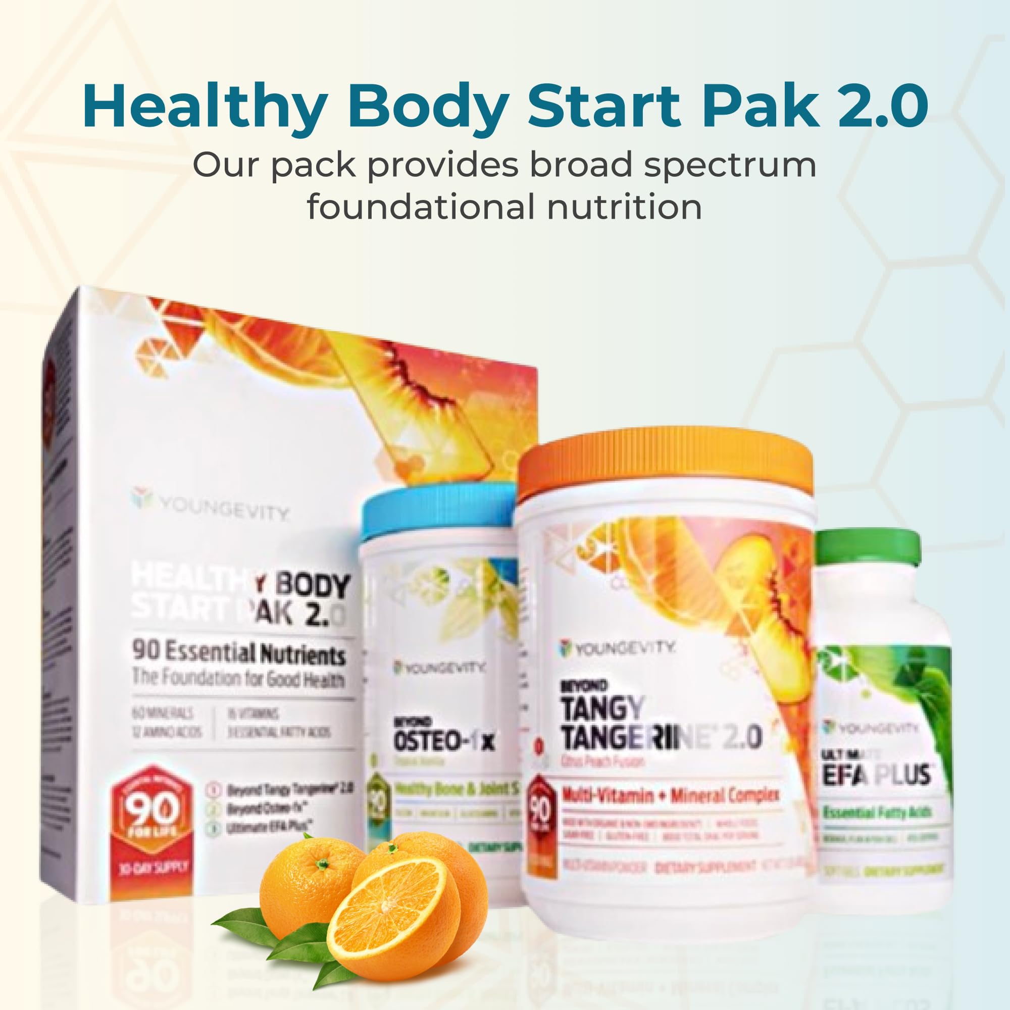 Youngevity Beyond Tangy Tangerine 2.0 powder tub highlights flavor and antioxidant support.